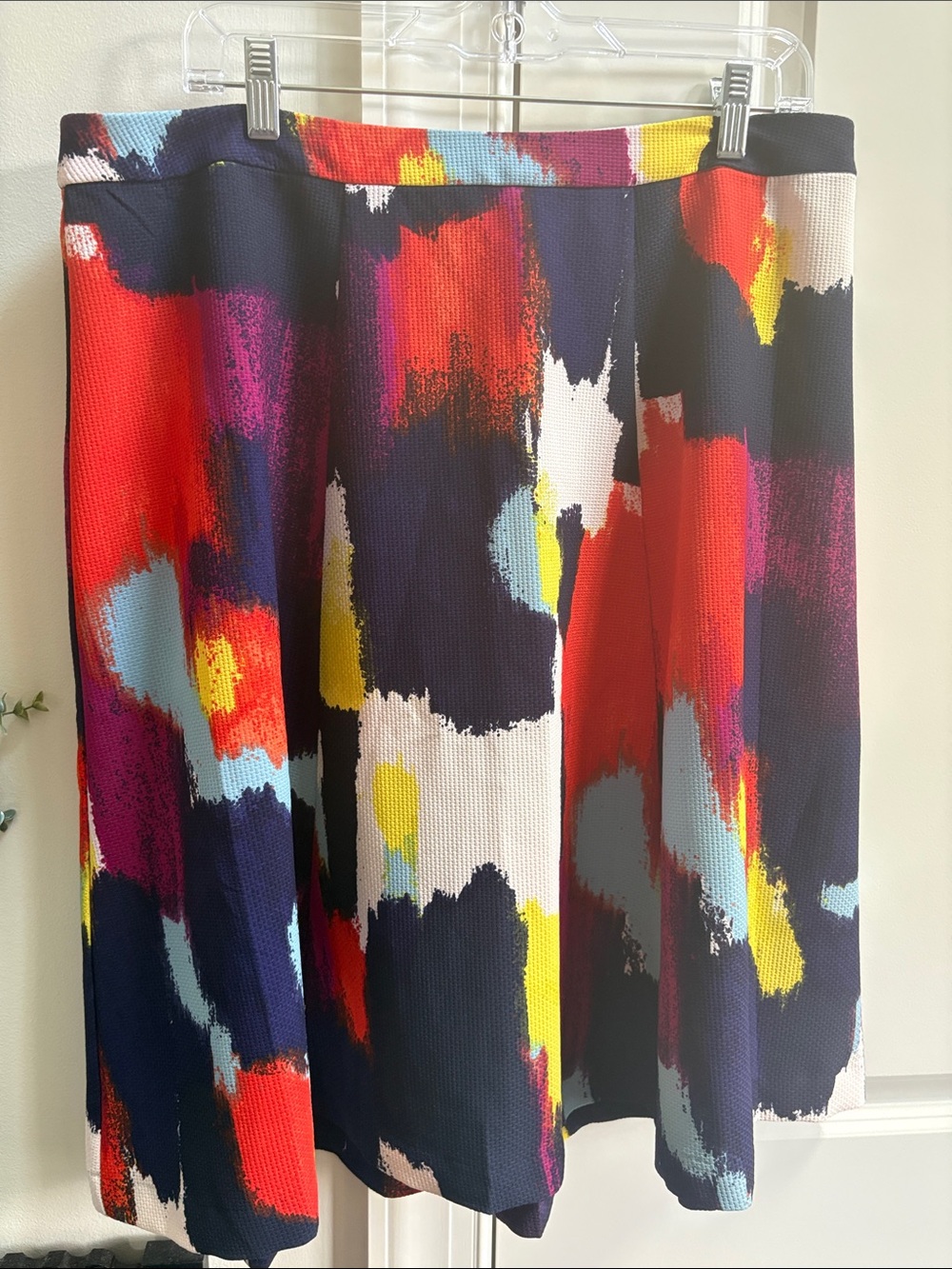 Ava & Viv Navy Multicolor Abstract A-Line Skirt